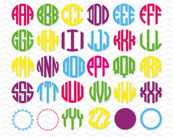 Circle Monogram Font Svg File