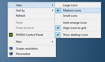 Desktop Icon Size Windows 7