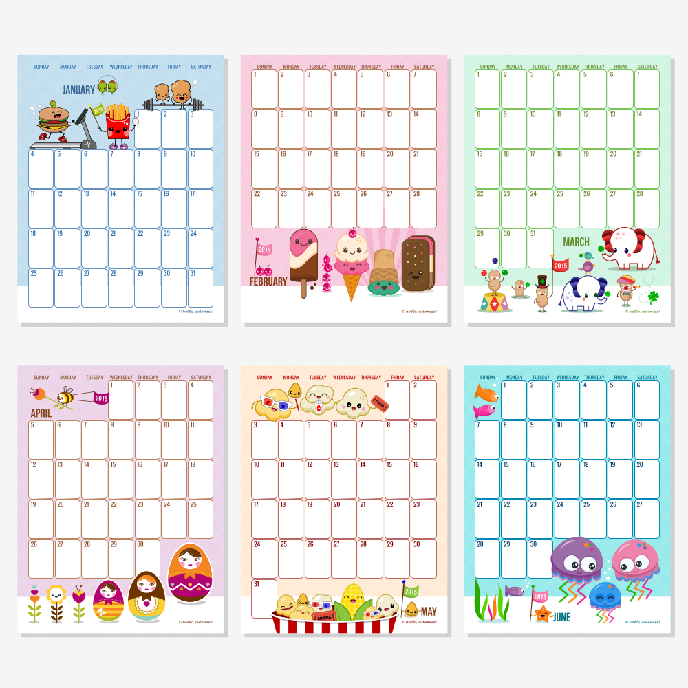 Editable Monthly Calendar 2015 Printable