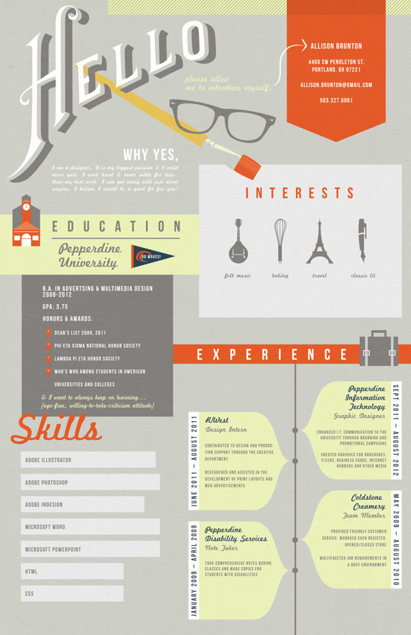 Examples of Creative Graphic Design Resumes Infographics