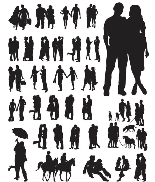 Families Silhouette Vector Art Free