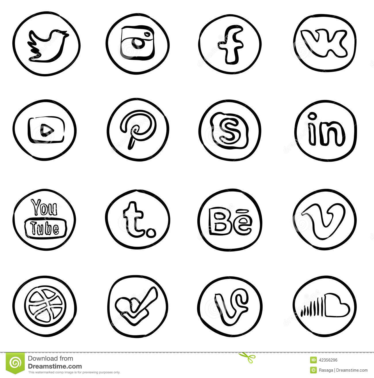 Hand Drawn Social Media Icons