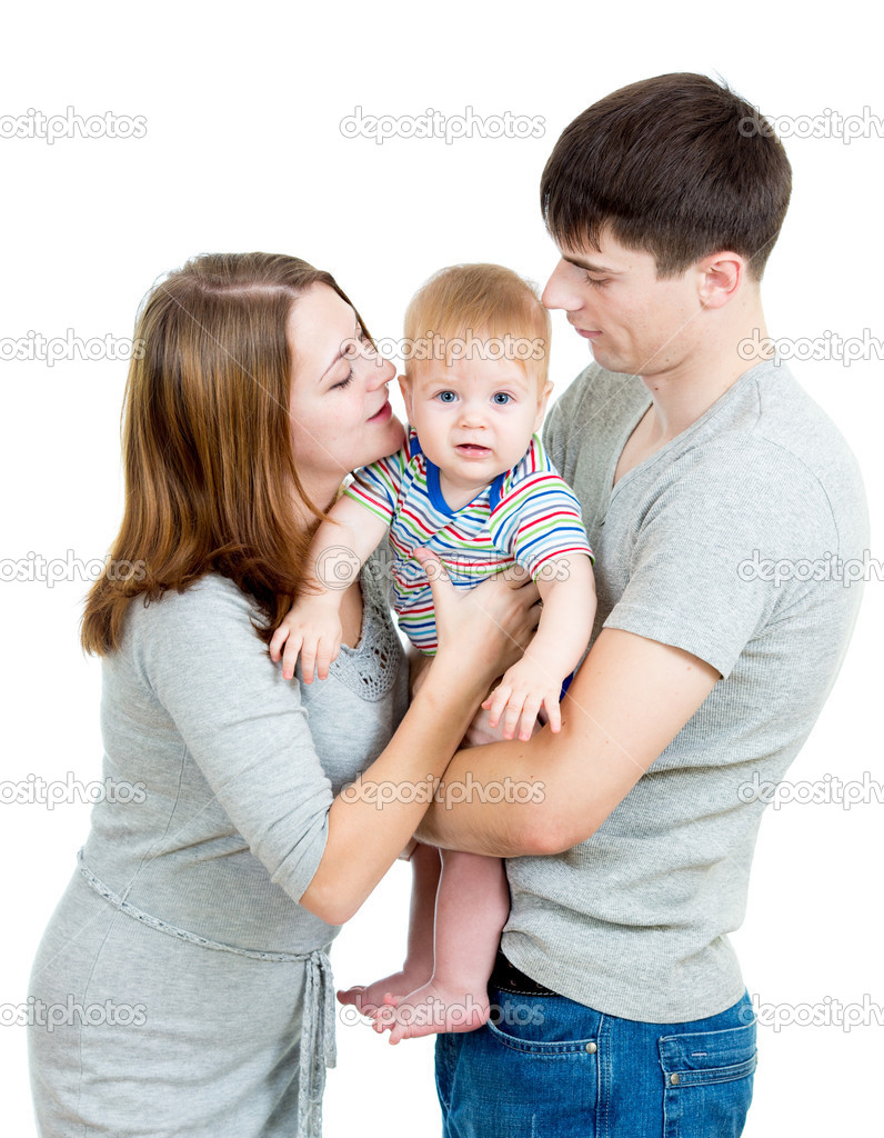 Happy Family Isolated On White Background