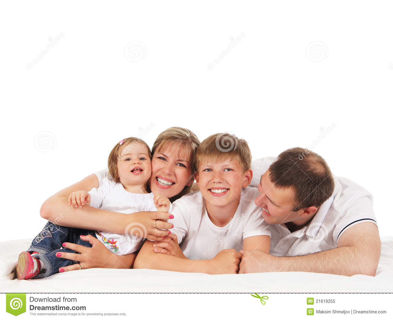 Happy Family Isolated On White Background