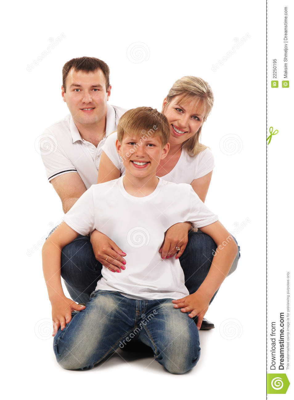 Happy Isolated White Background Family Portrait