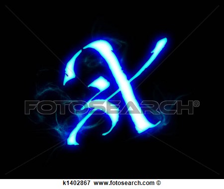 Image of the Blue Flame Letter Font X Image of the Blue Flame Letter Font X