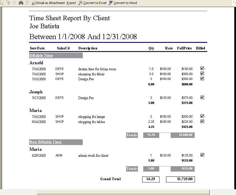 Interior Design Invoice