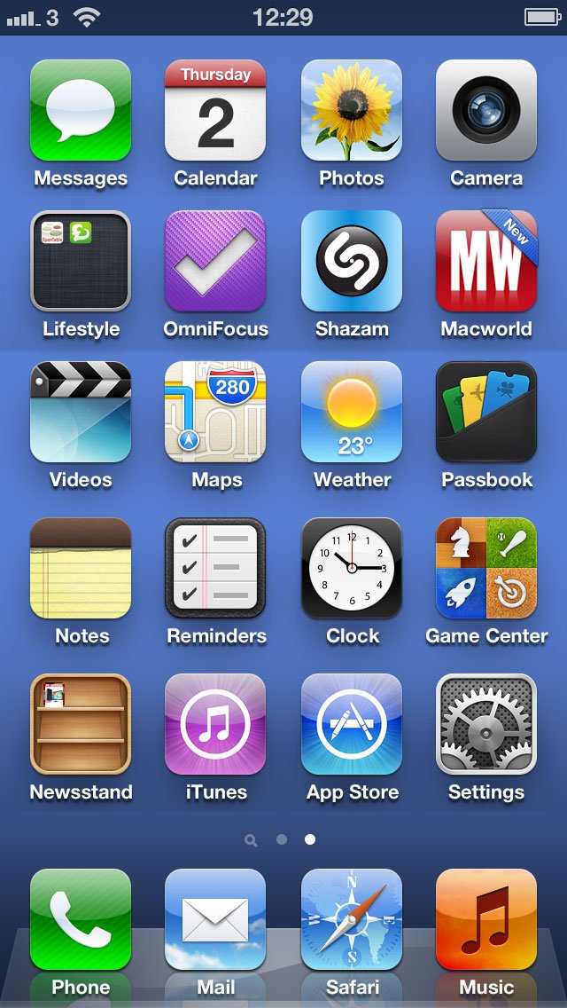 iPhone 5 Home Screen Layout iPhone 5 Home Screen Layout