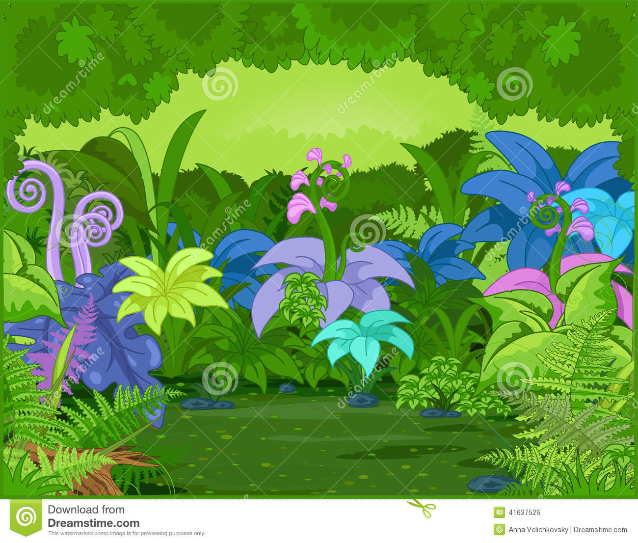 Jungle Landscape with Flower