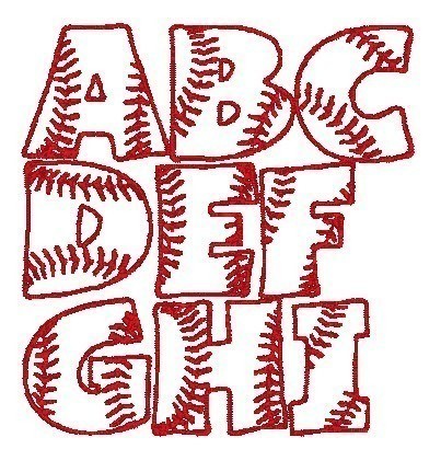 Machine Embroidery Baseball Font