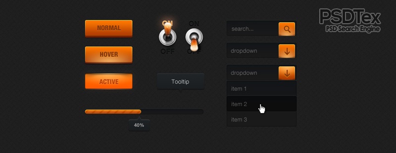 Orange Button Psd Free