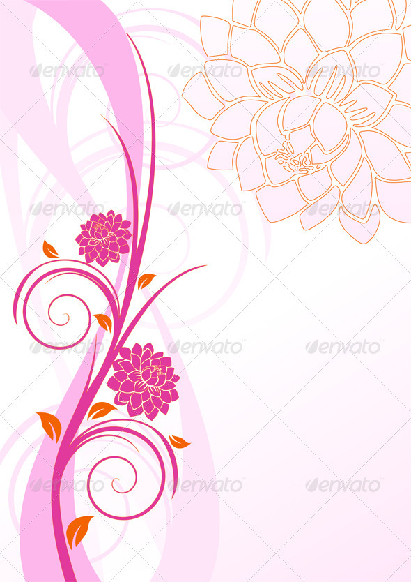 Pink Floral Swirls Vector