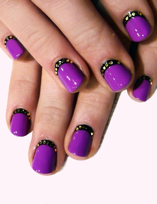 Purple and Black Nail Art Design