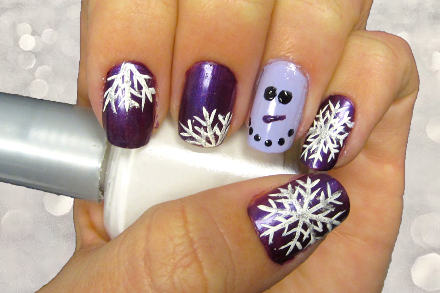 Purple Snowflake Nail Design