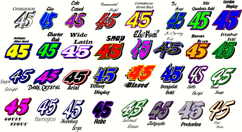 Race Car Number Fonts