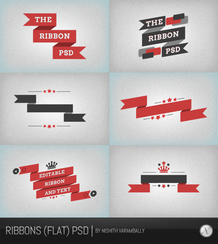 11 Flat PSD Ribbons Images