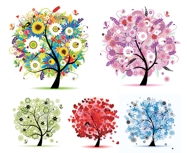 Seasons Tree Vector Seasons Tree Vector