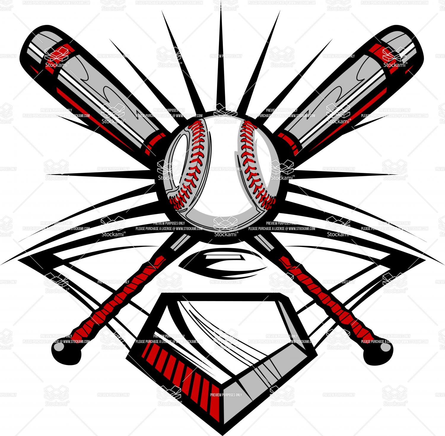 Softball Crossed Bats Clip Art