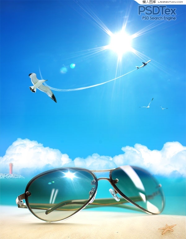 Sunglasses Summer Beach Background