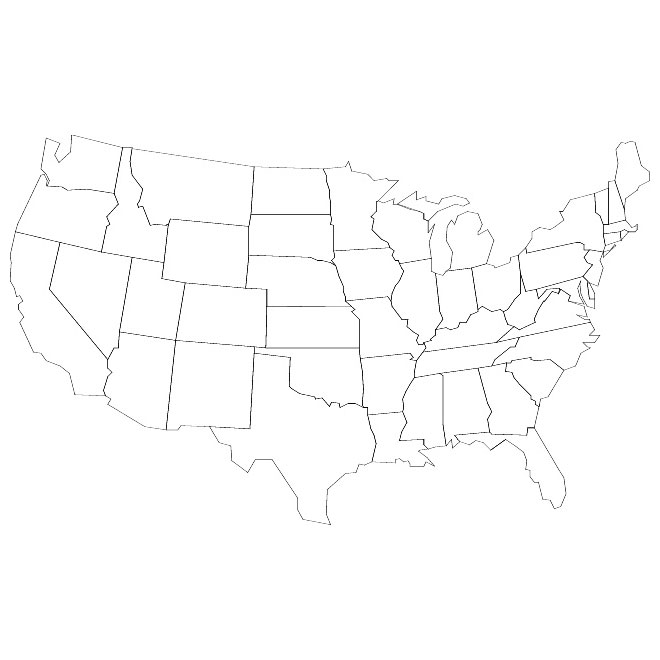 12 Blank USA Map Vector United States Images - United States Map