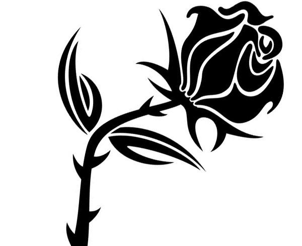 Vector Clip Art Black and White Rose