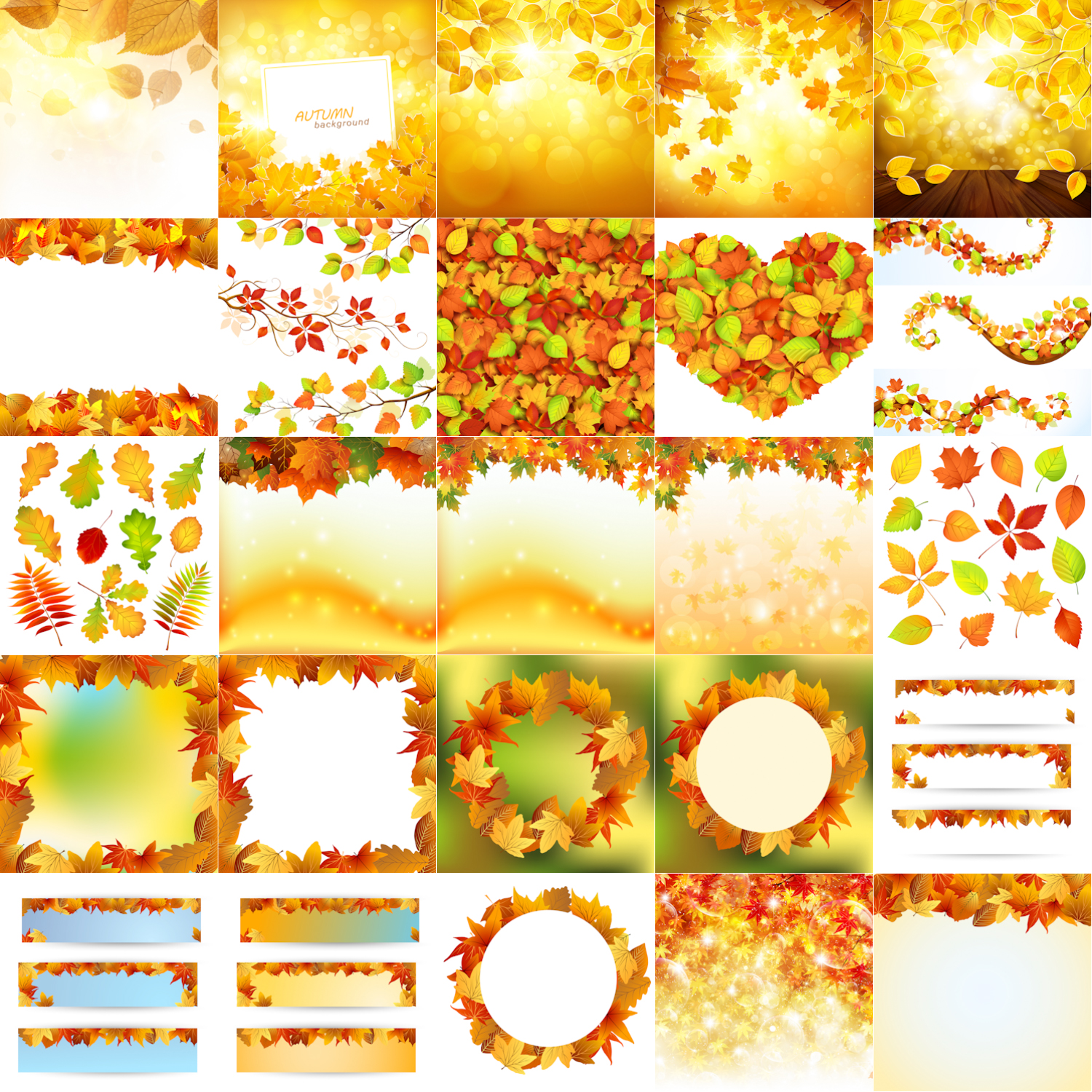Vector Fall Leaves with Banners