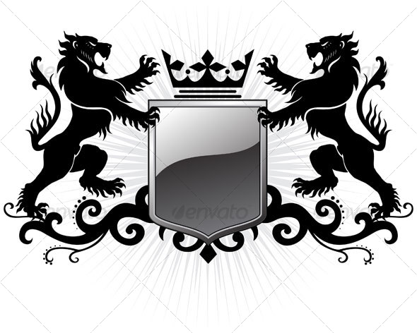 14 Royal Crest Lion Shield Vector Images