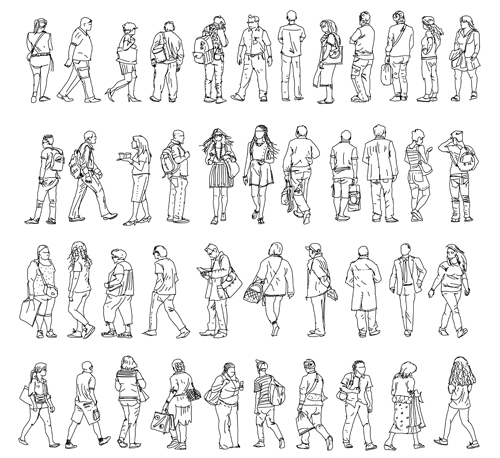 Vector People Silhouettes Outline Vector People Silhouettes Outline