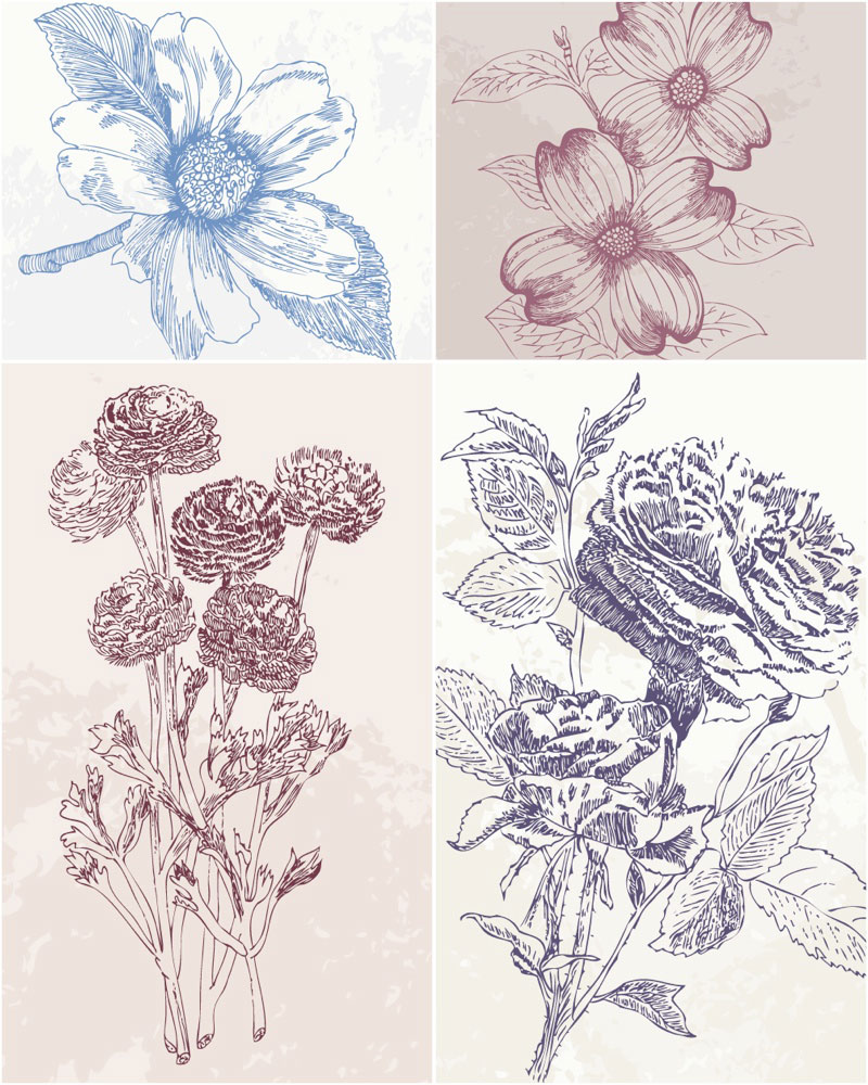 Vintage Flower Vector Illustration