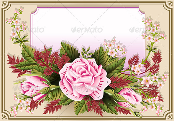 18 Antique Pink Rose Vector Flourishes Images