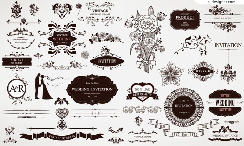 Vintage Wedding Vector Pattern