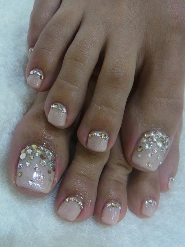 Wedding Bling Toe Nails Design