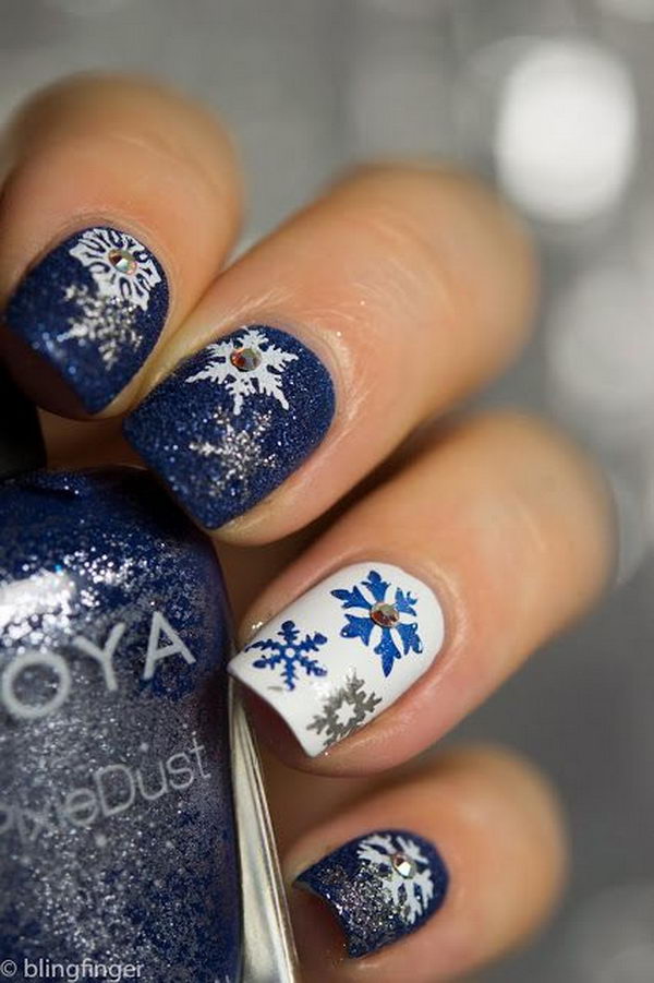 Winter Snowflake Nail Art Design