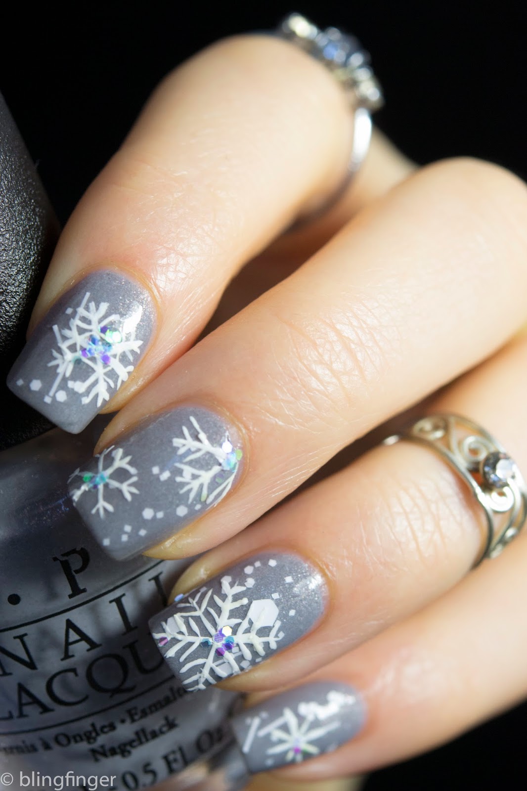 Winter Snowflake Nail Art