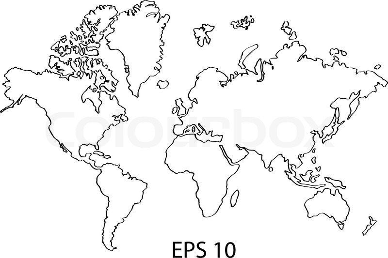 World Map Line Drawing