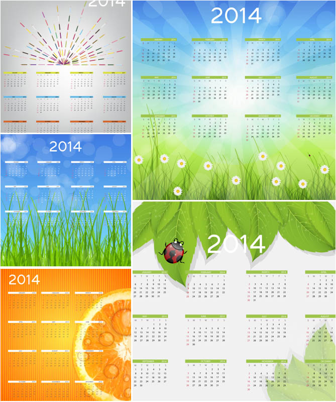 2014 Calendar Vector Template