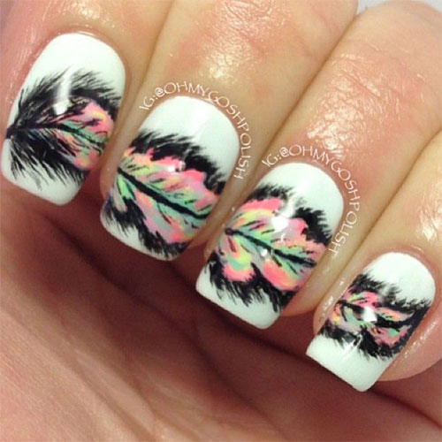 Acrylic Nail Feather Design