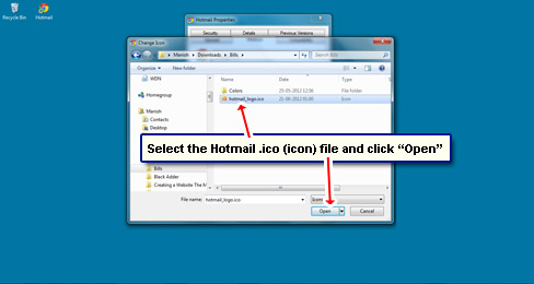 Add Hotmail Icon to Desktop