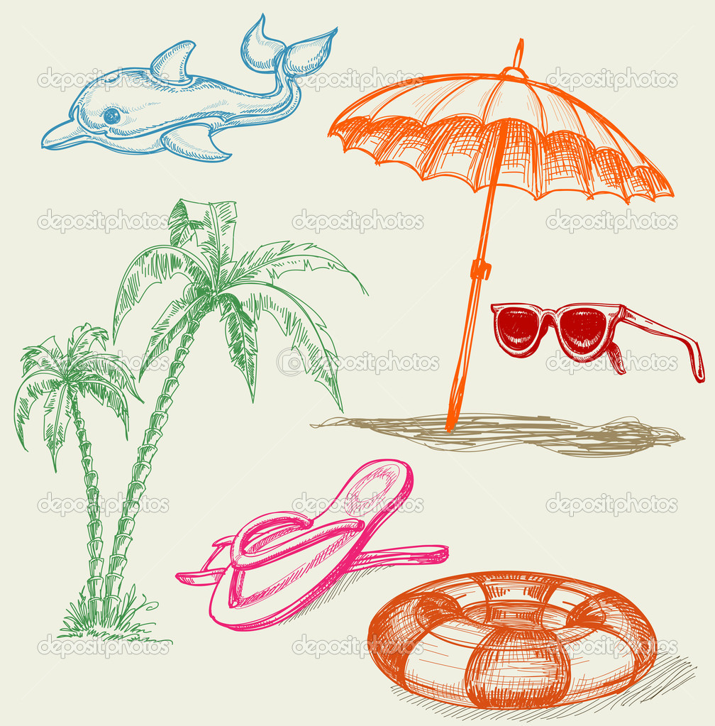 Beach Items Drawings