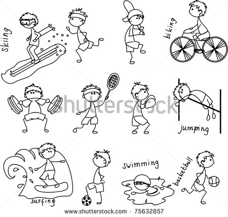 Black and White Cartoon Sports