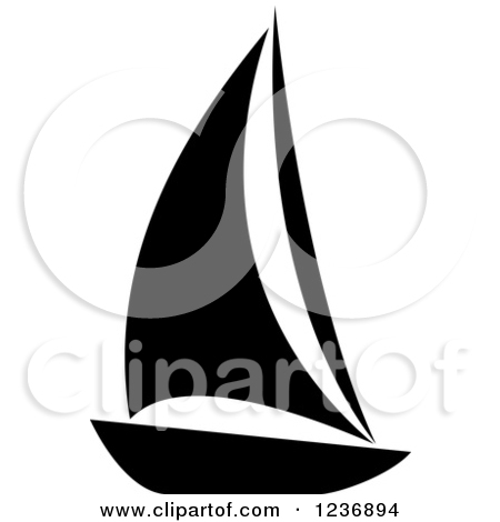 Black and White Sailboat Clip Art