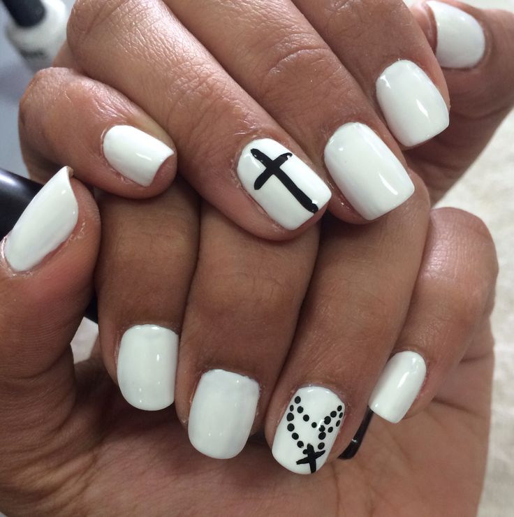 Black White Nail Designs with Crosses