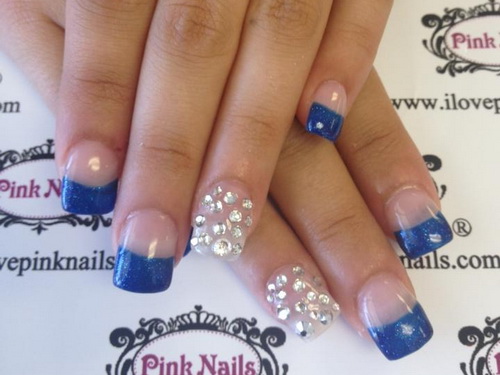 Blue Nails with Diamonds Blue Nails with Diamonds