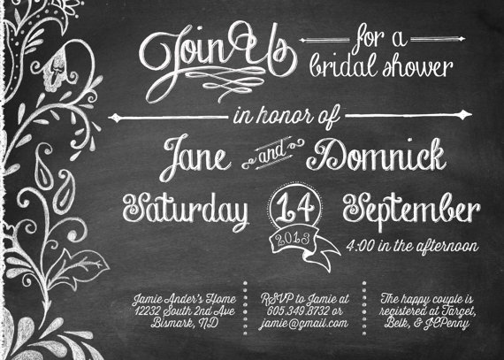 Chalkboard Wedding Shower Invitation Chalkboard Wedding Shower Invitation