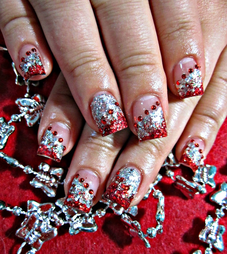 Christmas Red and Silver Nail Designs