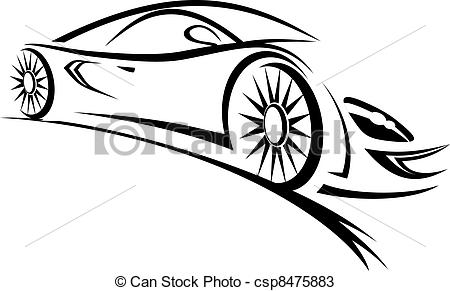 Clip Art Black and White Sports Car