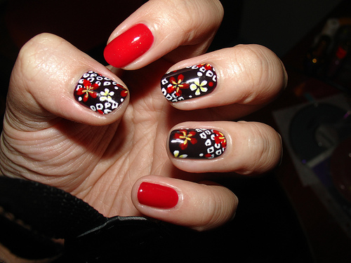 Creative Nail Design Red and Black