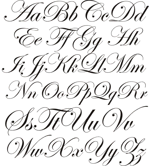 Cursive Letters Tattoos Alphabet Font