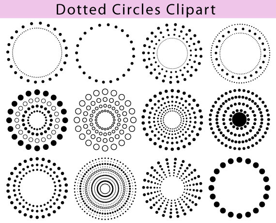 12 Circle With Dots Clipart-Vector Images