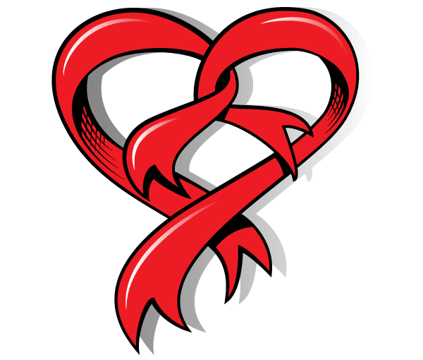 Drawing Heart with Ribbon Vector